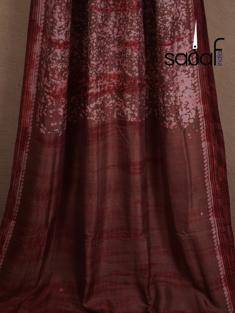 Murshidabad Silk Block Batik and Kantha Work Designer Saree