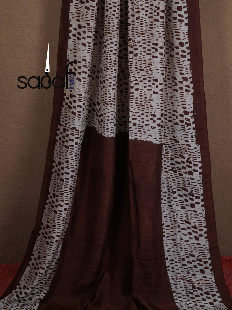 Mulberry Silk Shibori and Block Batik Work Designer Saree