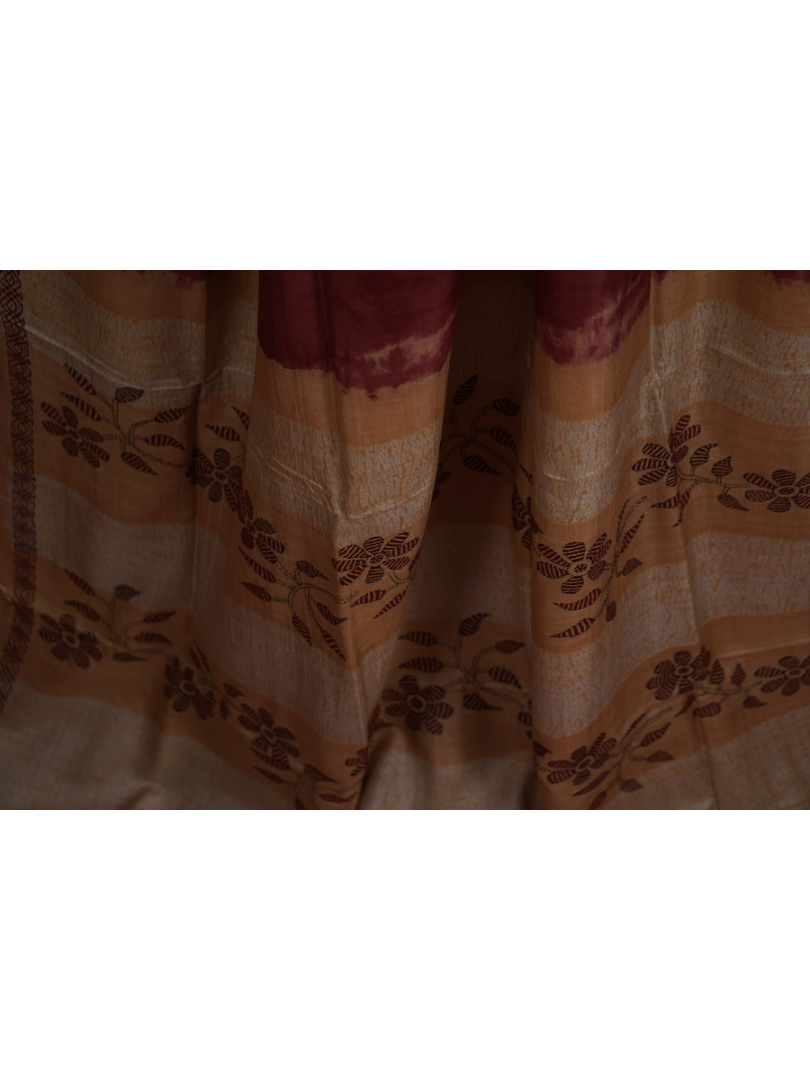 Tussar Silk Shibori and Kantha Work Designer Saree